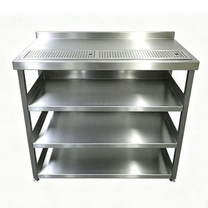 โต๊ะเสิร์ฟเครื่องดื่มสแตนเลส 4 ชั้น สำหรับร้านกาแฟ ร้านชานม และร้านอาหาร - Product Image 1