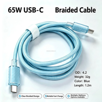 Câble USB C Premium 65W PD à charge rapide, en nylon tressé durable, pour synchronisation des données, compatible avec les appareils iOS et Android
