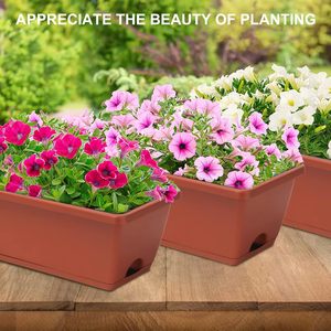 Jardinières de balcon de haute qualité avec plateaux, grands pots carrés <span class=keywords><strong>en</strong></span> plastique pour fleurs et légumes d'extérieur - Product Image 6