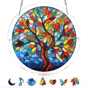 Atrapasueños Acrílico con Diseño de Mosaico, Adorno Colgante para Ventana Estilo Vidriera, Decoración de Pared Colorida para Hogar, Jardín, Regalo - Product Image 2