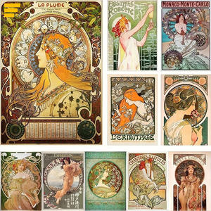 Fantuart Mucha famosa illustrazione arte stampa tela Still Life Art Deco moderna cornice in oro decorazione appesa per anniversario - Product Image 4