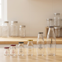 Bouteille en verre vide de 150 ml, transparente, avec bouchon à vis en métal, pour jus, boissons, lait, 100 ml, 200 ml, 250 ml, 500 ml, 1000 ml