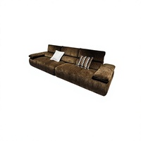 Canapé sectionnel carré 3 places contemporain en velours rembourré et garni d'éponge, pour appartement et villa, compressé sous vide