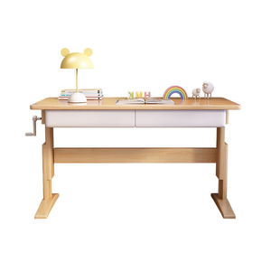 Table en bois à hauteur réglable avec manivelle manuelle et tiroirs pour un travail ou des études confortables - Product Image 4