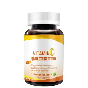 Özel etiket C vitamini tabletler gül kalça C vitamini tabletler ile 1000mg sağlıklı bağışıklık fonksiyonu için ek