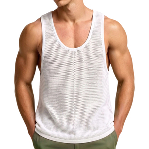 <span class=keywords><strong>Camiseta</strong></span> sin mangas de punto para <span class=keywords><strong>hombre</strong></span>, color liso, para gimnasio y deporte, estilo casual de verano, ajustada y transpirable, chaleco deportivo de punto para <span class=keywords><strong>hombre</strong></span>. - Product Image 2