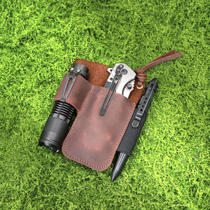 Funda Organizadora EDC de Cuero para Hombre, Funda para Navaja Plegable, Linterna, Bolsillo Táctico para Herramientas, con Clip para Cinturón - Product Image 5