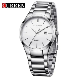 นาฬิกาควอตซ์คุณภาพสูง Curren 8106 สำหรับผู้ชาย สายสแตนเลส กันน้ำ เข็มเรืองแสง แสดงวันที่ นาฬิกาข้อมือสำหรับธุรกิจ แบบกำหนดเองได้ - Product Image 1