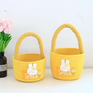 Cesta de Almacenamiento Tejida con Cuerda de Algodón y Asa, Bolsas Personalizadas Bordadas para la Caza del Huevo de Conejo, Decoración para Cuarto Infantil, Cesta Ecológica para Bebés - Product Image 4