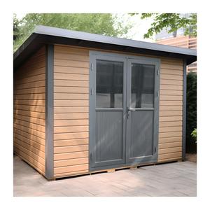 Abri <span class=keywords><strong>de</strong></span> jardin en bois WPC Série D, moderne, préfabriqué, avec panneaux sandwich en acier, pour rangement extérieur, appartement, atelier, entrepôt - Product Image 4