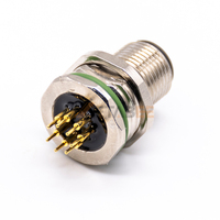 Conector Macho M12 Codificado de 7 Pines para Montaje en Panel, Rosca PG9, Tipo Recto para Soldadura en PCB