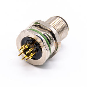 Connecteur M12 mâle à 7 broches codé, type à sertir, filetage PG9, droit, pour circuit imprimé, étanche, type industriel, pour signal - Product Image 2