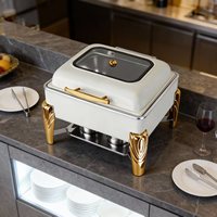 Luxuriöser Hotel-Bankett-Tischaufsatz, Brennstoffbetriebener Buffet-Speisenwärmer, Chafing Dish aus Edelstahl, 6L, Schwarz, Manuelles Wärmeausrüstung