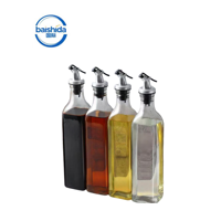 Bouteille d'huile en verre multifonctionnelle de 250 ml avec couvercle en plastique et bec verseur, conteneur de rangement carré moderne de qualité alimentaire pour épices, idéal pour la cuisine