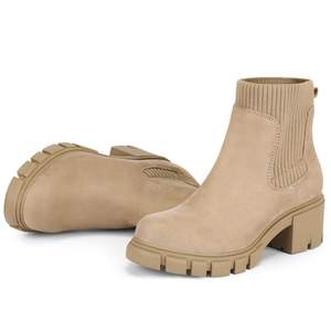 Botines Chelsea de Alta Calidad para <span class=keywords><strong>Mujer</strong></span> con Tacón Medio Grueso y Suela de Tacos, Cómodos y Modernos, Botines Elásticos sin Cordones - Product Image 1