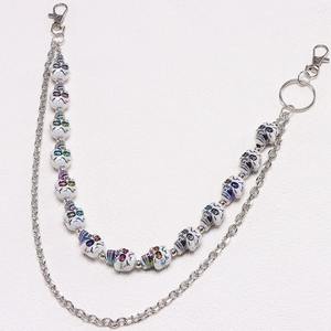 Chaîne de taille Hip Hop Punk Metal Skull à double couche avec pendentif perlé pour jeans, chaîne de corps décontractée et tendance - Product Image 2