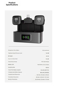 Microphone Lavalier Magnétique Sans Fil avec Affichage Numérique, Double Émetteur, Réduction de Bruit IA pour Vlogging, 2.4G, 120dB <span class=keywords><strong>SPL</strong></span> - Product Image 2