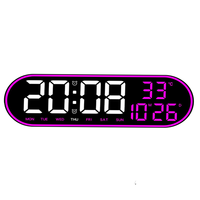 Horloge murale 3D personnalisée multicolore luxueuse avec calendrier et température, horloge numérique intelligente à LED pour bureau