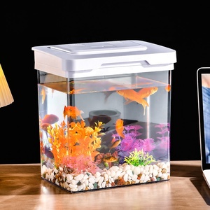 Aquário de Plástico Transparente Irregular Ecológico 10L Mini Aquário Decorativo para Sala de Estar e Escritório Moderno - Product Image 3