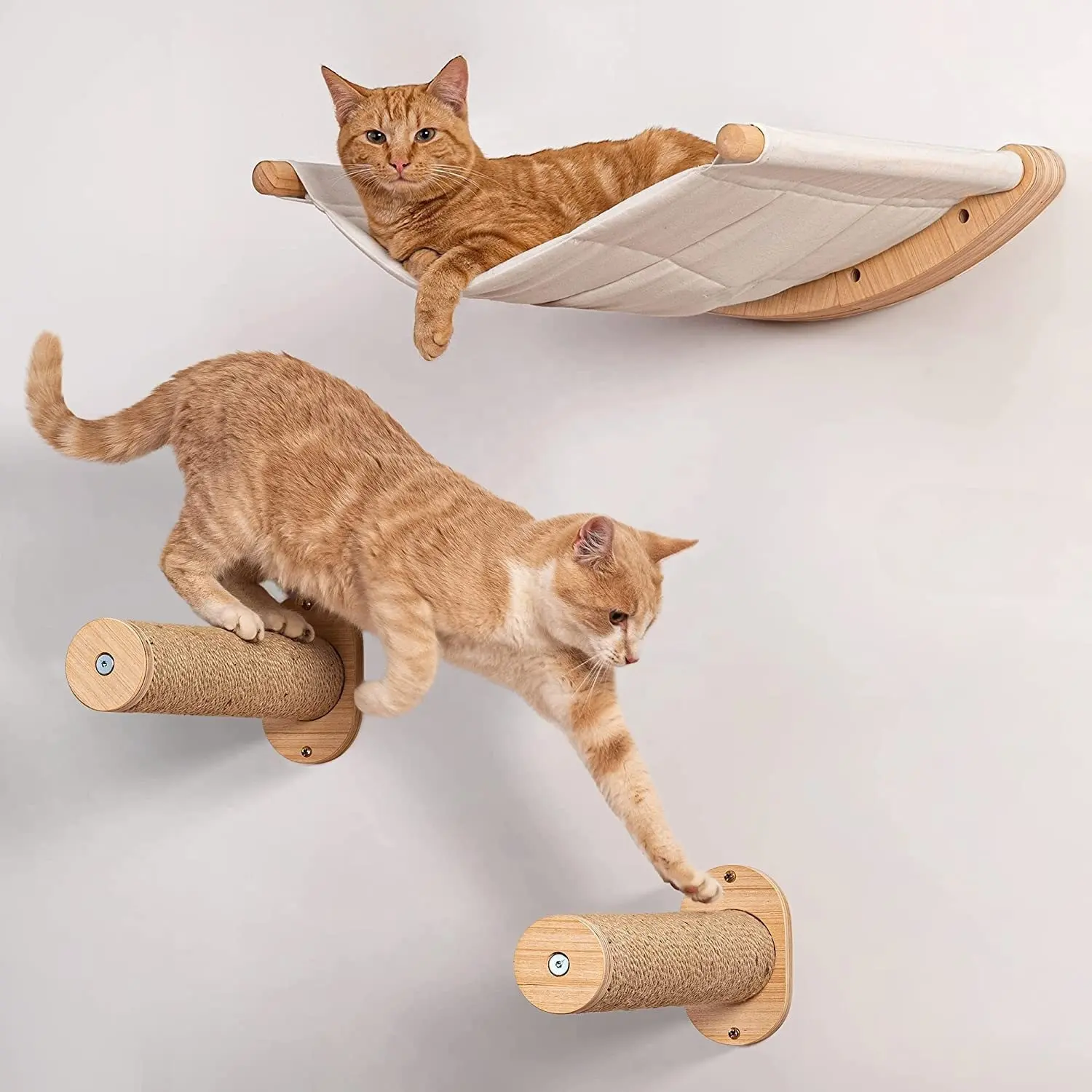 Haute qualité luxe 100% coton mural chat meubles en bois chat jouer maison lit suspendu chat hamac lit