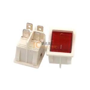 KCD4 30A switch 4pins 2levels white background red with light ship-shaped Rocker switches Power boat type switch