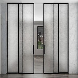 Accesorios para Ventanas y Puertas de Aluminio, Vidrio para Acristalamiento, Marco de Aleación de Aluminio Negro, Cerradura para Puerta <span class=keywords><strong>Corredera</strong></span> de Doble Cara con Vidrio Inteligente - Product Image 3