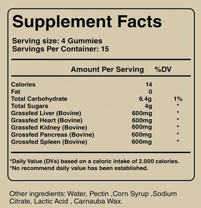 Rinder leber und Organe Gummies Advanced Supplements mit Rindfleisch organen 3200mg EA Rindfleisch organ mit Leber herz Nieren pancreas Milz - Product Image 3