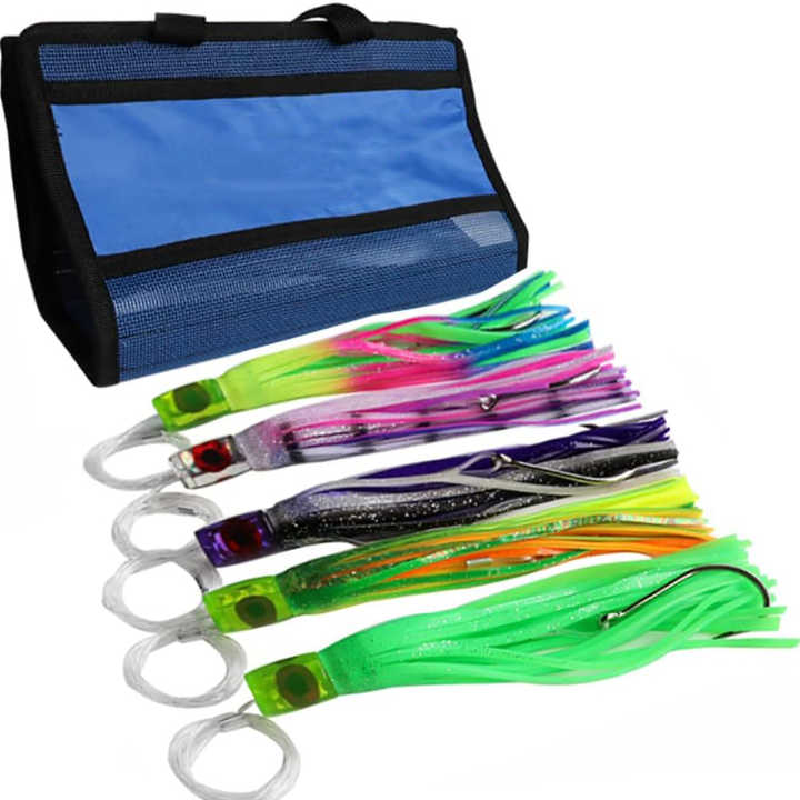 Kit 6 Iscas Kmucutie 23cm - Para Marlin, Atum, Dolphin Com Ganchos Aço Inoxidável