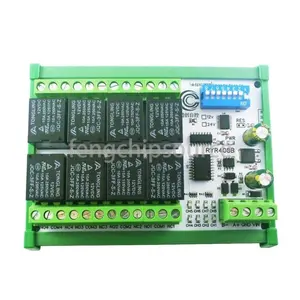 8CH DIP Switch Set Parameters RS485 Relay Board Modbus RTU PLC Remote IO Module RYR408B C35 DIN BOX