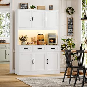 Meuble de cuisine moderne blanc SENYU avec 3 tiroirs et 4 portes, unité de rangement de 71,7 pouces de hauteur pour l'organisation du garde-manger - Product Image 4