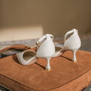 Zapatos de Tacón de Aguja con Correa en el Tobillo, de Cuero Genuino, Impermeables, Antideslizantes, Elegantes y Sensuales para Mujer, Ideales para Bodas - Product Image 2