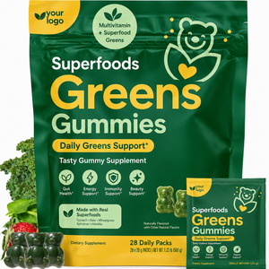 Gummies multivitaminées quotidiennes les plus vendues : favorisent la santé intestinale, améliorent la forme physique, ingrédients naturels, vitamines, gummies aux légumes verts - Product Image 1