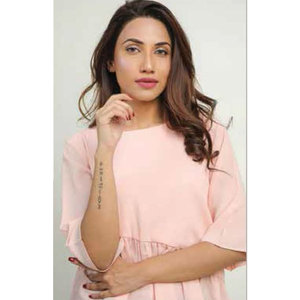 Chemisier Rose Tendance à Manches Courtes pour Femme, Style Babydoll, Décontracté, Taille Froncée, Volants, Peplum, Léger – Nouvelle Collection - Product Image 4