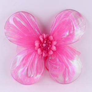 ปีกนางฟ้าตาข่ายสีแดงพีชพร้อมดอกไม้และไม้กายสิทธิ์แฟชั่นชุดปาร์ตี้ฮาโลวีนสำหรับเด็กกลางแจ้ง - Product Image 4