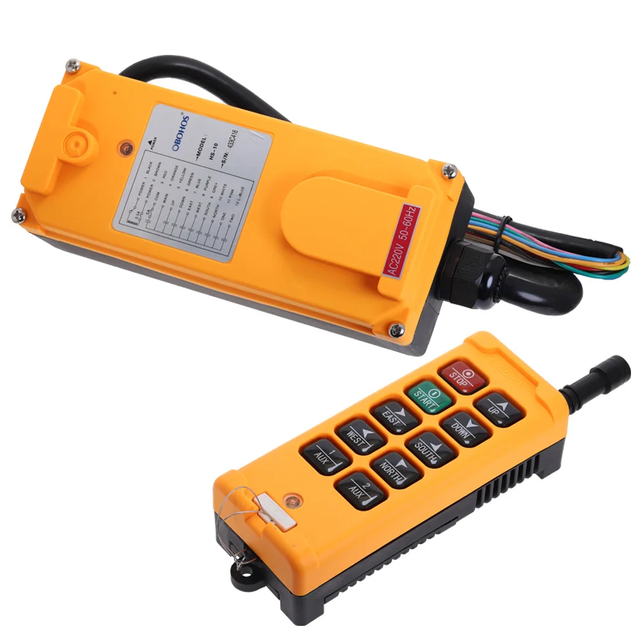 HS-10 12V 24V 10 Keys 1 Speed 1 Transmitter + 1 Receiver Hoist Industrial Wireless Crane Truck Remote Control Push Button Switch