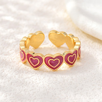 JS17 Candy Color Drip Oil Enamel Liefdeshart Open Ring 18K Goud Verguld Verstelbare Stapelbare Vinger Ringen Zoete Multi Hartjes Band