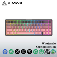 Teclado Mecánico Inalámbrico de 66 Teclas y 2.4Ghz, USB+BT, Teclas PBT Negras, Intercambiables en Caliente, Retroiluminación RGB Programable, Teclado para Juegos de PC