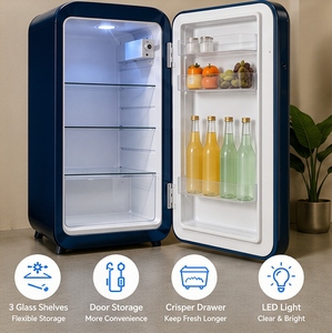 Enfriador de <span class=keywords><strong>Vino</strong></span> Vinopro Retro de Una Sola Zona, Enfriadores de Bebidas, Refrigerador Retro de Arco Circular con Estantes de Vidrio - Product Image 5