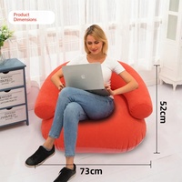 Canapé et fauteuil gonflables portables, fauteuil d'extérieur recouvert de velours, design moderne en forme de U, structure en métal, couleur personnalisée, 73x73x52cm