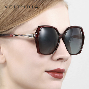 Veithdia Women's Polarized Sunglasses UV400 <b>Large</b> <b>Frame</b> Rhinestone Decorated Fashion Sun Glasses 3160 - Product Image 1