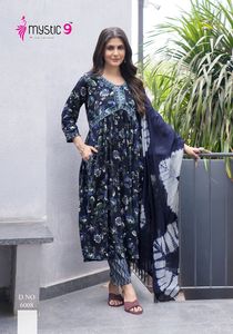 Las mujeres de la mejor calidad visten el vestido de traje indio y paquistaní Anarkali Kurti con pantalones a juego para el desgaste del Festival del partido - Product Image 4