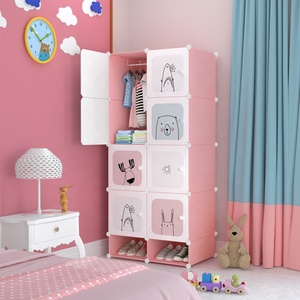 ホットセール中！8ドア ブラック プラスチック製 折りたたみ式ワードローブ/クローゼット（靴収納付き）寝室・リビングルーム用 - Product Image 6