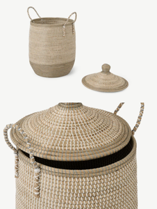 Panier en jonc de mer naturel tressé à la main durable pour le rangement du linge dans le salon, organisateur, vente en gros, export, haute qualité, en vrac - Product Image 6