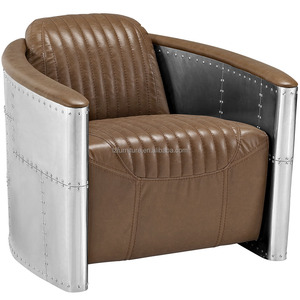 Sillón de Aviador de Cuero Genuino Vintage a Precio de Fábrica al por Mayor, Inspirado en la Aviación, para Vestíbulo de Hotel, Hecho de Madera y Metal - Product Image 5