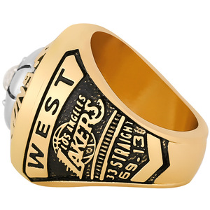 1972 para <span class=keywords><strong>Los</strong></span> Angeles Lakers Championship Ring West Player Aleación ecológica Diamante Cobre chapado en oro Piedra preciosa certificada CMA - Product Image 2
