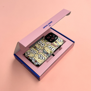 定制标志粉色可回收可降解瓦楞纸空手机包装盒手机套带纸插页 - Product Image 2