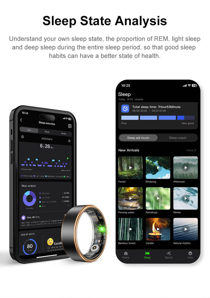 UouNeaCo Smart Ring – Tracker Di Salute Con Frequenza Cardiaca, Ossigeno, GPS, Resistente 10ATM E Batteria 7 Giorni Per IOS E Android