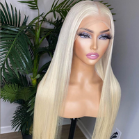 Perruque frontale en dentelle HD 613 13x6, cheveux humains vierges, blond platine 613, perruque en dentelle complète avec cheveux de bébé pour femmes