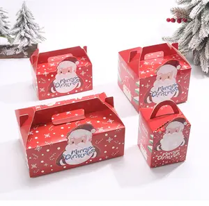 กล่องใส่คัพเค้กปาร์ตี้กระดาษแข็งเกรดอาหารกล่องใส่คุกกี้คริสต์มาสพร้อมที่ใส่กระดาษ