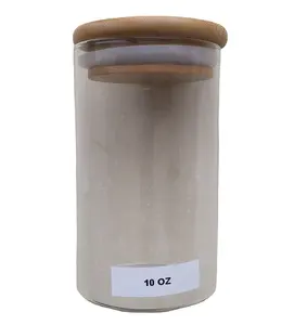 Jarra de vidro de borosilicato transparente com tampa de madeira para armazenar especiarias, conjunto de recipientes de cozinha